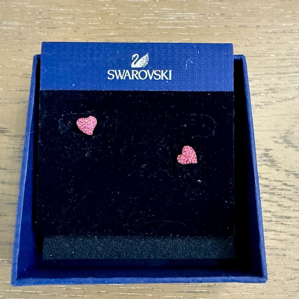 Swarovski Pink Heart Stud Earrings